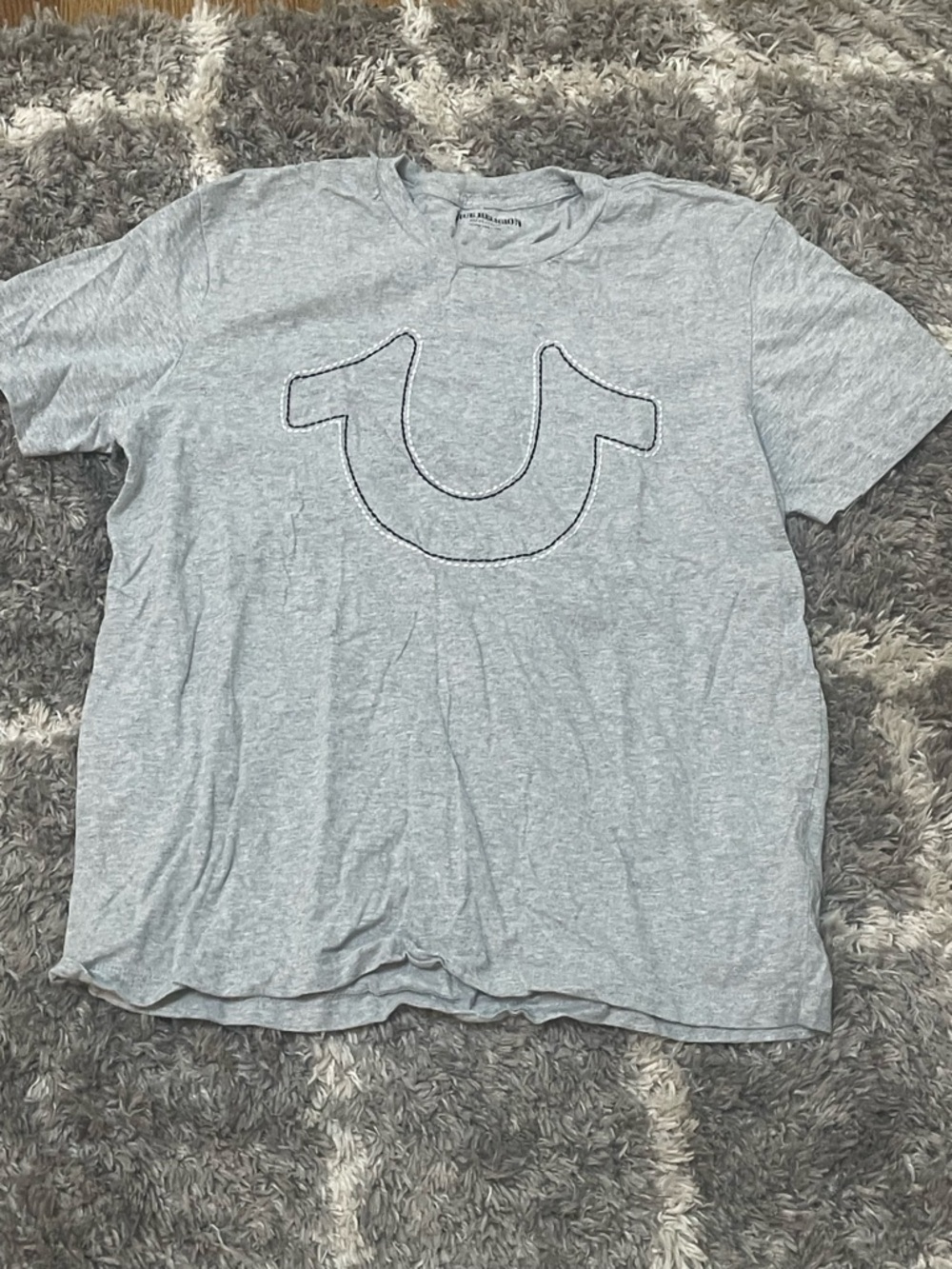 True Religion Light Gray Logo Short Sleeve Tee